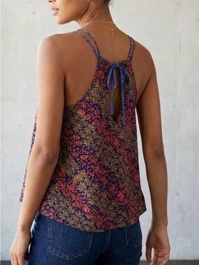 NATURAL LIFE Purple Floral Tie-Back Cami size L